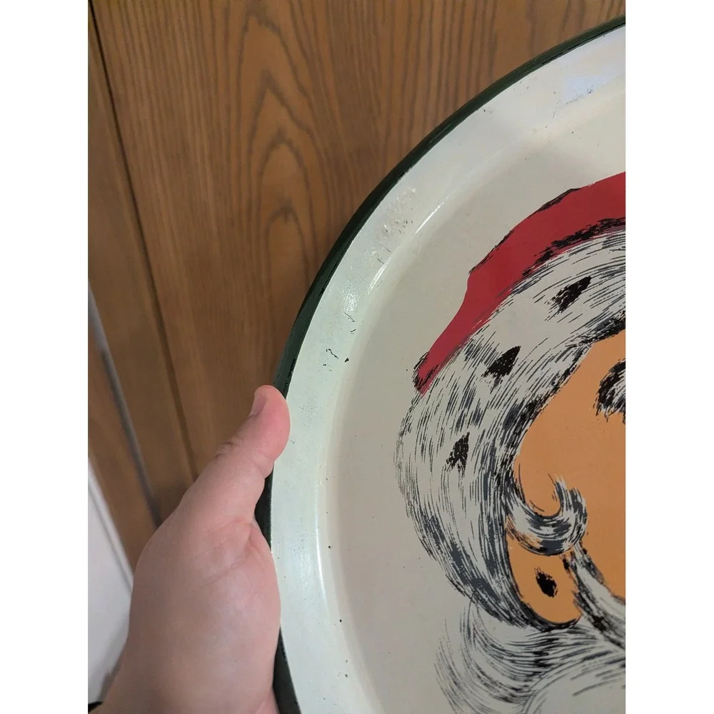 Vintage 1960s Santa Claus Serving Tray Round Christmas Retro Holiday Decor Japan